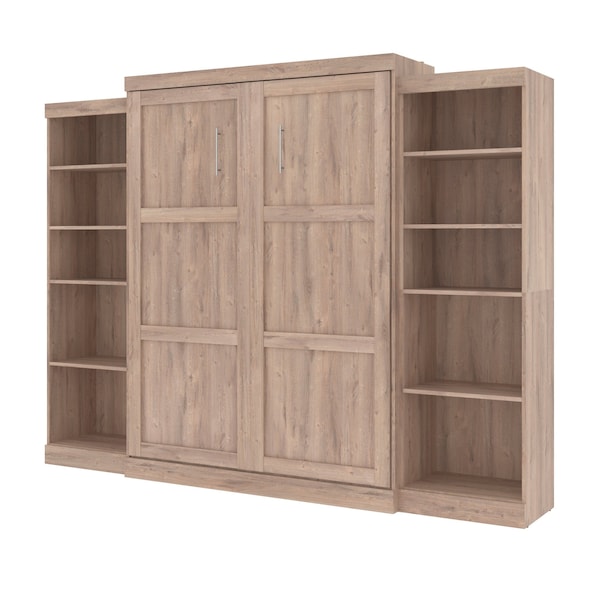 Pur Queen Murphy Bed and 2 Storage Units (115W) in rustic brown